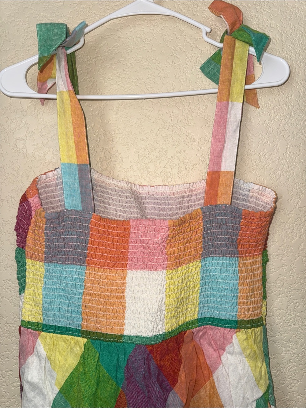 Crown & Ivy Bird Paradise Dress Large NWT Multicolor Smocked Tie Strap Midi - Picture 3 of 7